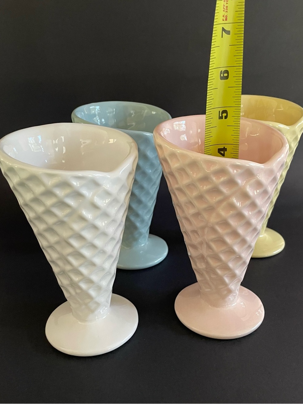 Set of 4 Handcrafted Portuguese Ceramic Ice Cream Waffle Cones - Picture 11 of 14